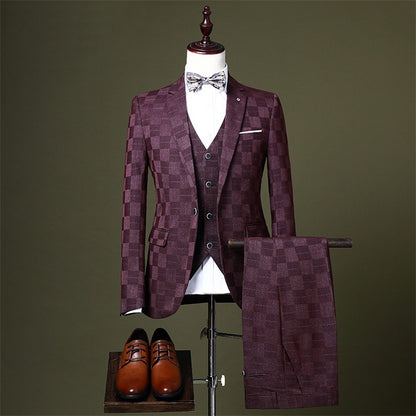 Completo da uomo 3 pezzi giacca+gilet+pantaloni moda formale sposo matrimonio festa abito smoking 