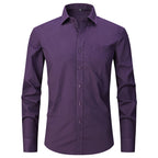 Men's Long Sleeve Shirt Striped Business Solid Color Work Formal Casual Shirt | FS05