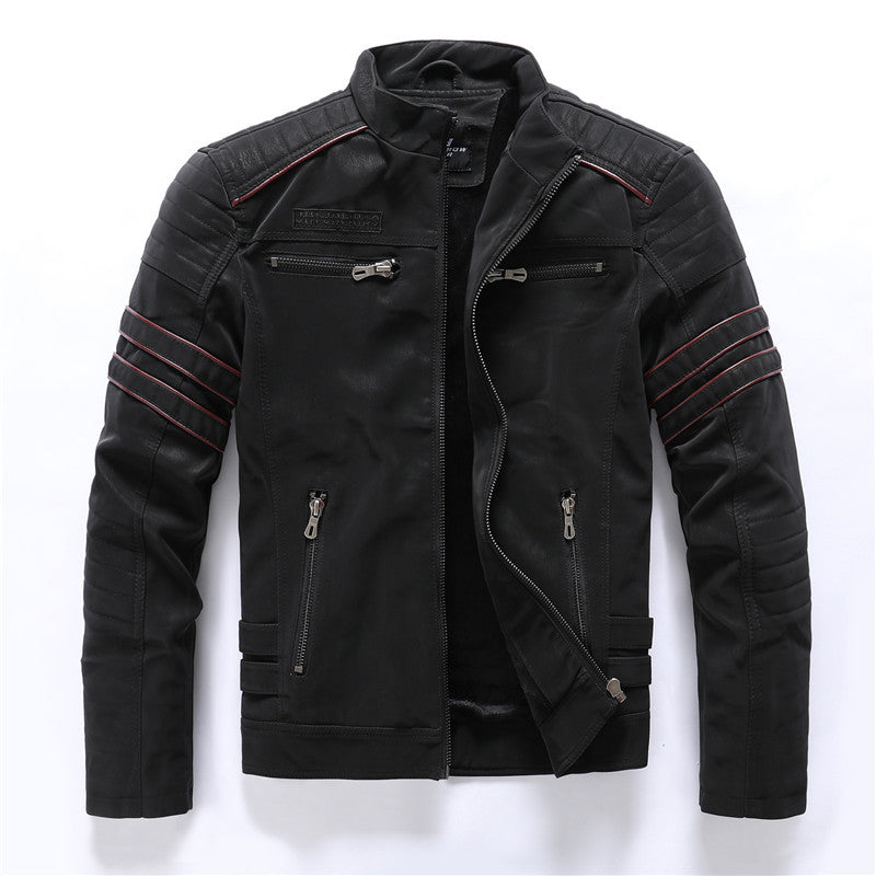 Men's PU Brushed Soft Suede Leather Jacket Fashion Multi-Embroidered Tide Jackets Blazer| 8809