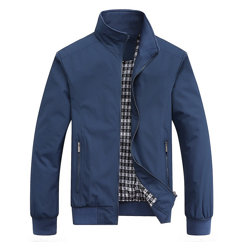 Men Solid Color Zipper Jackets Stand Collar Casual Outwear Tops Coat Jacket | S1268