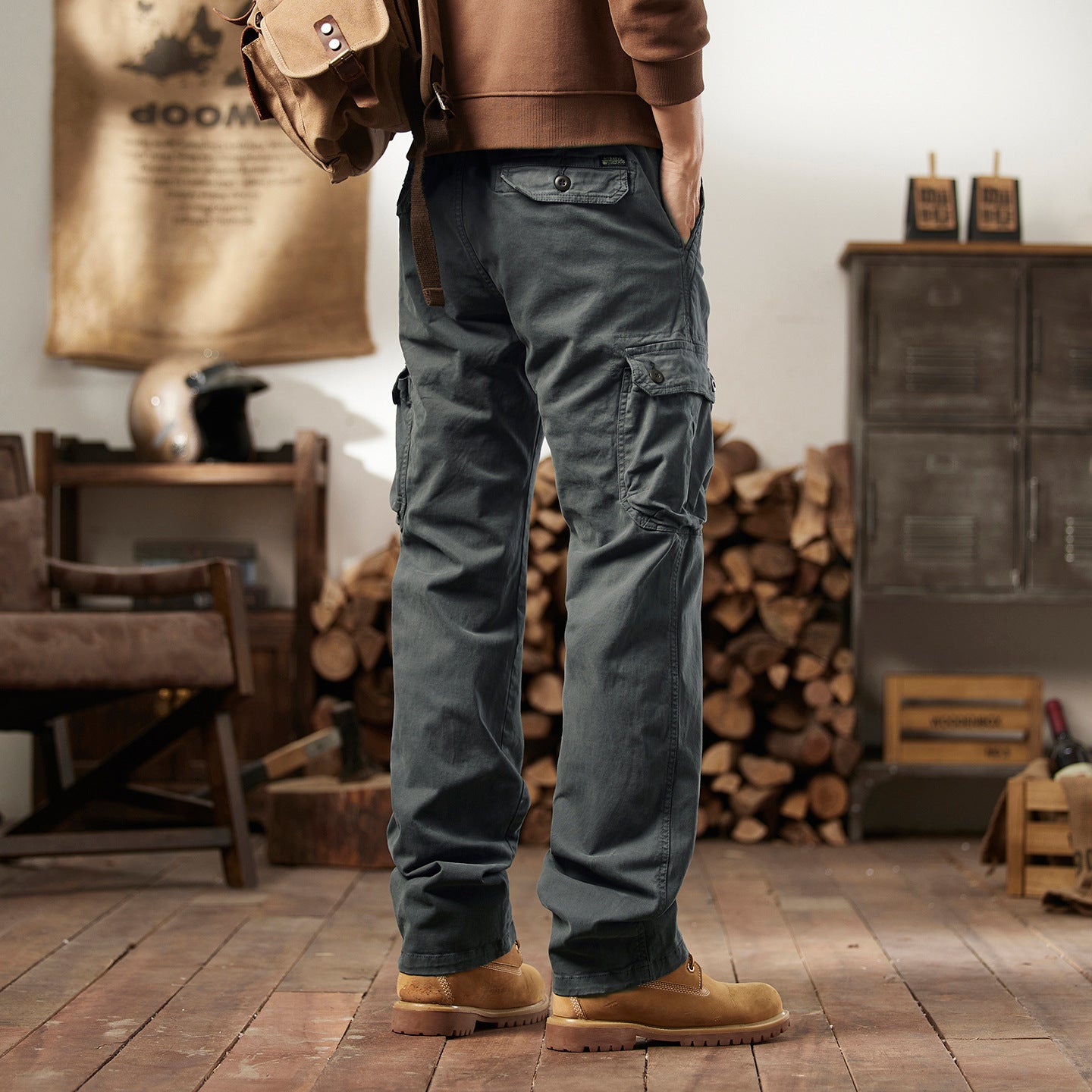 G-Stone Multi-Pocket Cotton Cargo Pants | Men‘s Outdoor Tactical Trousers | Relaxed Straight Leg Hiking & Work Pants | 8558