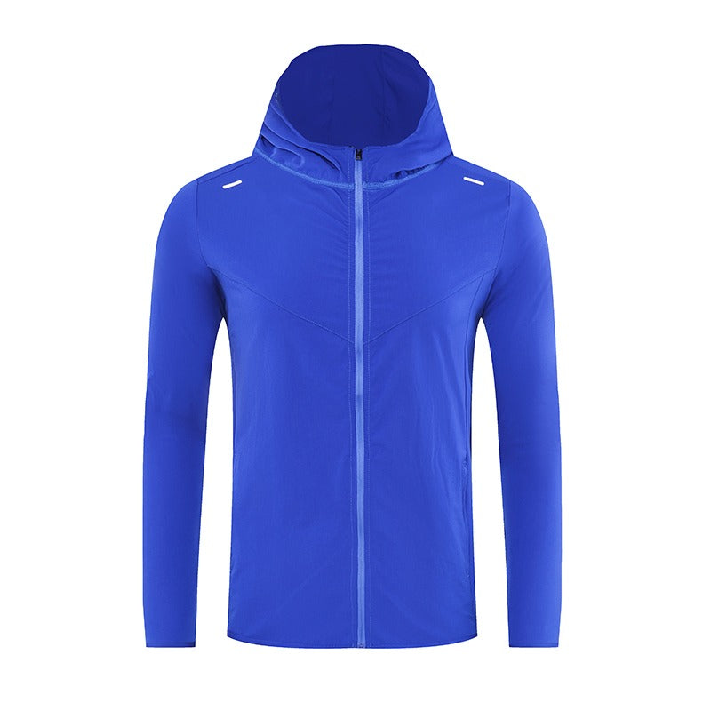 Men Premium Quality Reflective Stripe Sports Running Hooded Top Waterproof Outdoor Windrunner Gym Workout Jackets