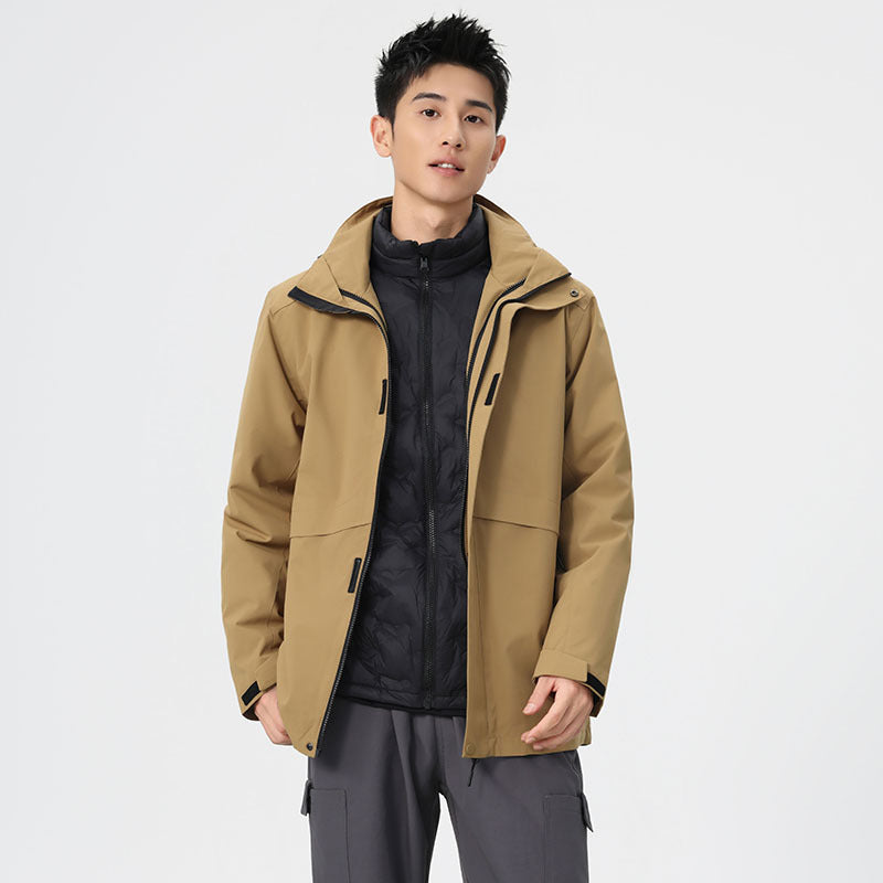 Men's 3-in-1 Winter Jacket with 90% White Duck Down | Waterproof Windproof Hiking Coat | All-Season Outdoor Protection | 251905