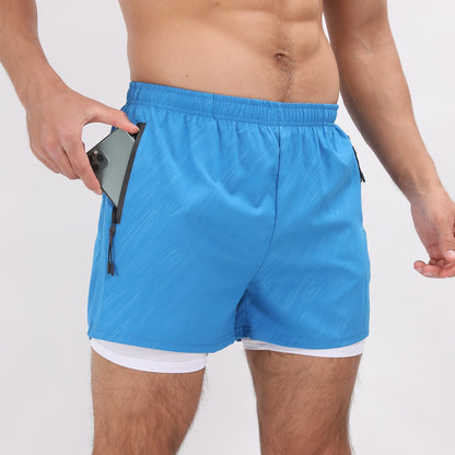 Men Summer Polyester 2 in 1 Quick Dry Short Joggers Workout Running Gym Shorts | DK-903