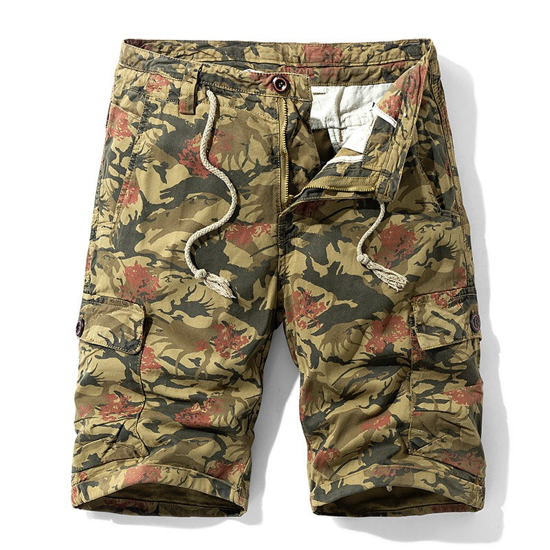 Short cargo en coton camouflage pour homme, décontracté, multi-poches, style militaire, pour l'extérieur | 1101 