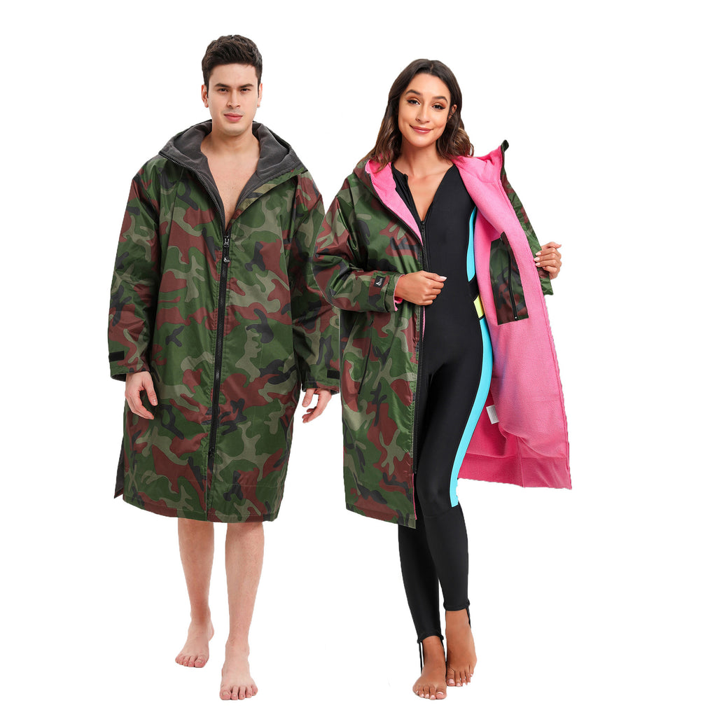 Regatta Dry Robe – Unisex All-Season Camo Hooded Waterproof Windproof Swim Parka with Towel Lining | BCM022