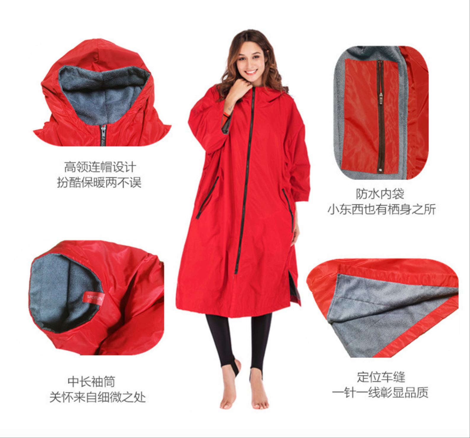 Sportfun Hooded Swim Robe – Regatta Dry Robe, Water-Resistant Fleece-Lined Changing Poncho| SPFF301