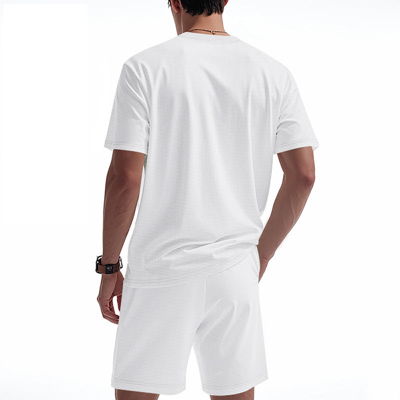 Men's Waffle Texture Lounge Set - 2025 Spring Summer Casual Two-Piece Outfit | CY20