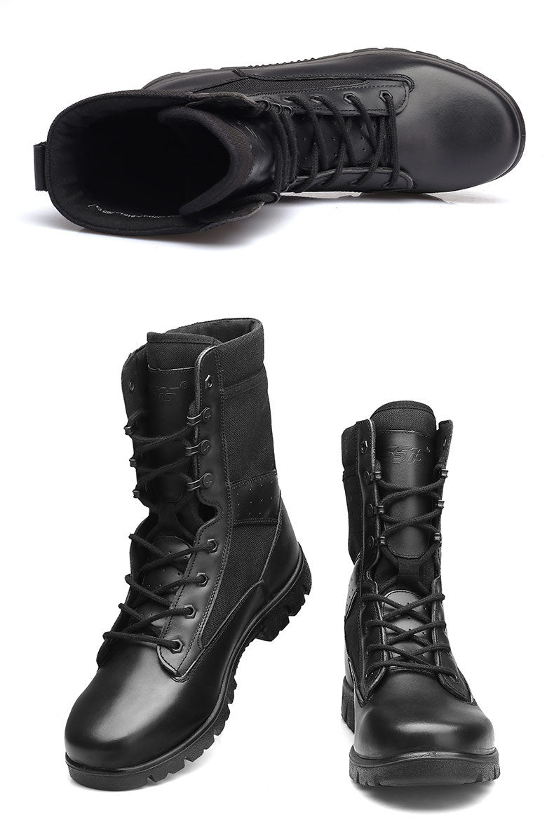 Men's Tactical Combat Boots | Outdoor Hiking Ankle Boots | Anti-Puncture & Durable Leather Work Boots | DKHYA7-91613