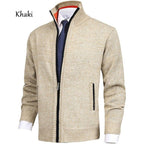 Men Stand Collar Knit Solid Color Zipper Outdoor Cardigan Knitwear Casual Tops Coat Jacket | 7701
