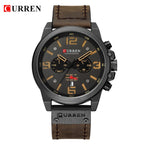 Men's Leather Watch Chronograph Wristwatch Business Quartz Calendar Military Watch | 8314