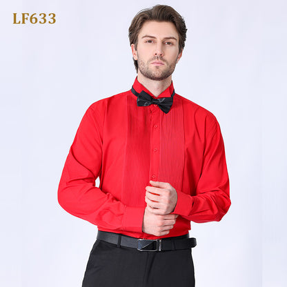 Double Pleated Men's Shirt Business High-end Suit Dress French Shirt | LF631