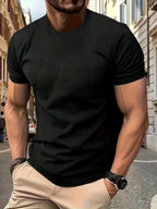 Men's Bamboo Stripe Short Sleeve T-Shirt Breathable, Stretchy Summer Casual Wear | 115 CSF