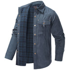 Men's Plaid Jacket Long Sleeve Button-Down Flannel Jacket with Pockets for Streetwear | 3268
