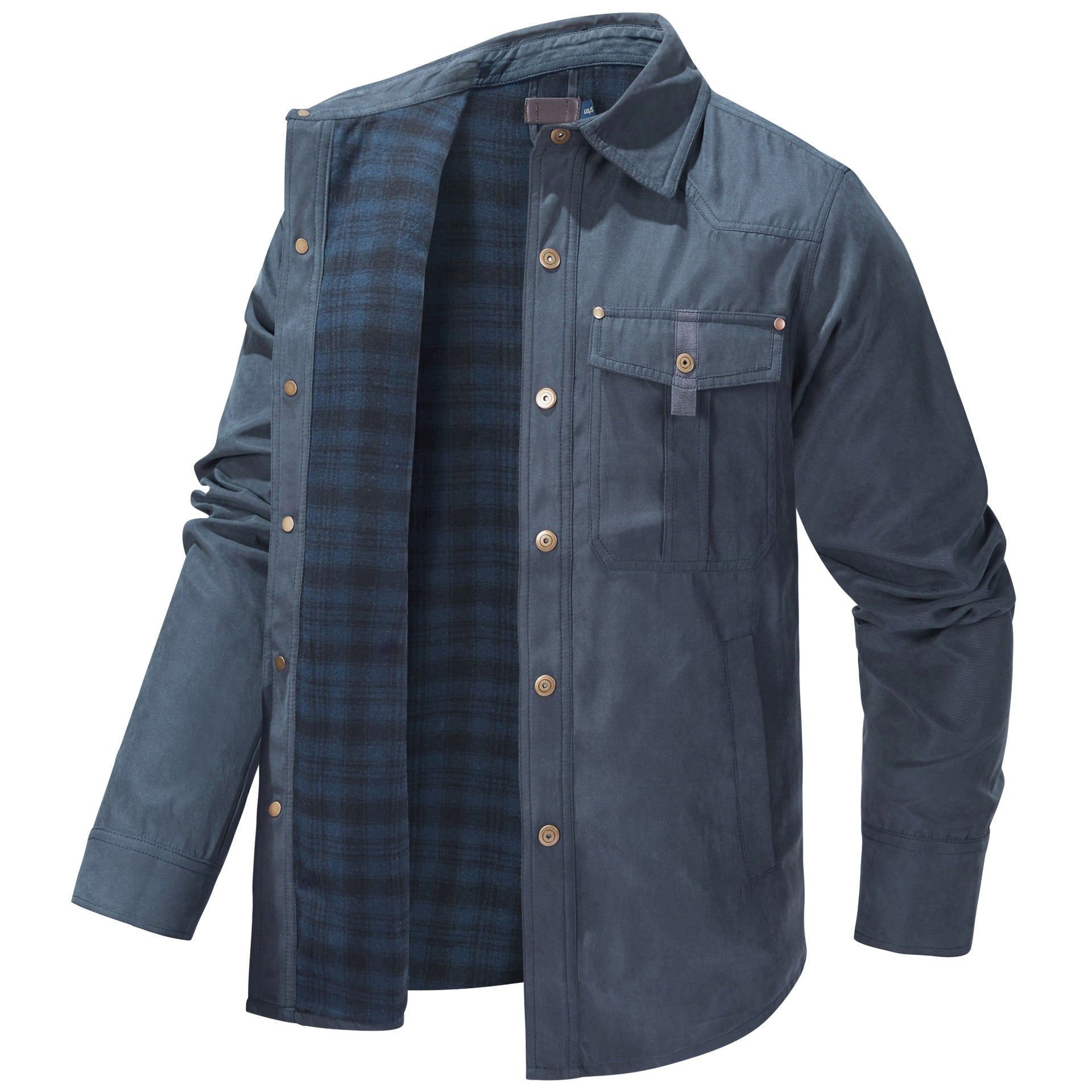 Men's Plaid Jacket Long Sleeve Button-Down Flannel Jacket with Pockets for Streetwear | 3268