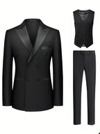 Men's Two-Tone Tuxedo Three-Piece Suit | Double-Breasted Banquet Blazer Set | Slim Fit Dinner Suit for Weddings | AK113