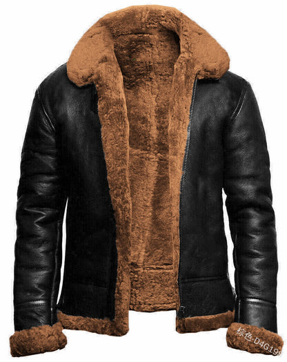 Men's Winter Faux Fur Coat - Thick, Warm Wool & Leather Jacket for Ultimate Comfort | D3763