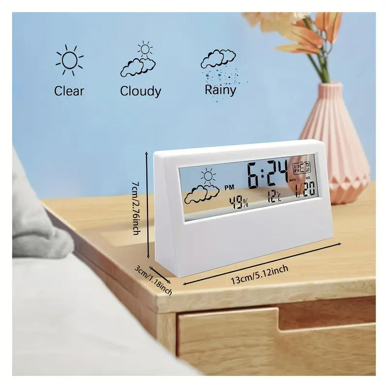 Modern Transparent LED Digital Clock – Temp & Humidity, Weather Icons Home & Office Décor | 2158