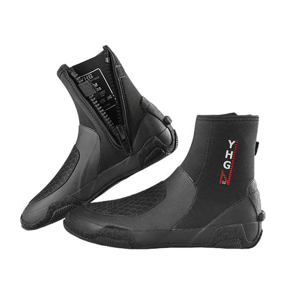 OUZO 5mm Neoprene Dive Boots | High-Top Puncture Resistant Water Shoes for Snorkeling & Surfing | Anti-Slip Beach Socks | BX5029-B