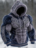 Men's Flannel Hoodie | Muscle Fit Pullover with Chest Print | Casual Athletic Streetwear Top | JLCLM