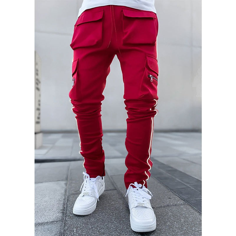 Men's Casual Drawstring Joggers Elastic Waist Cargo Pants Trousers Hip Hop Sweatpants | CK838