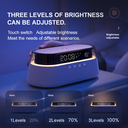 Bedside Alarm Clock Radio with Wireless Charging & Night Light Modern All-in-One Design | S39W