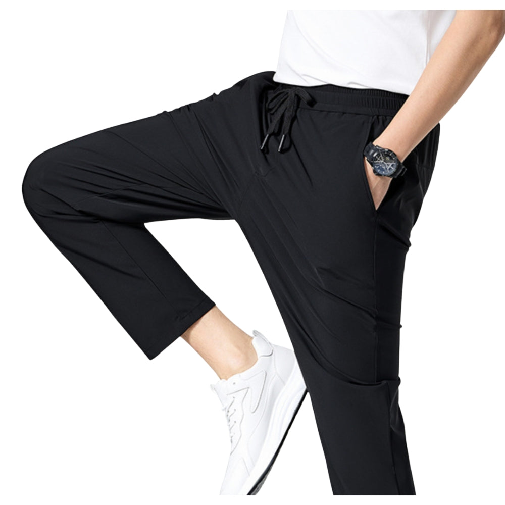 Men’s Quick-Dry Ice Silk Summer Jogger Pants | Lightweight Breathable Straight-Leg Active Trousers | L19-6601
