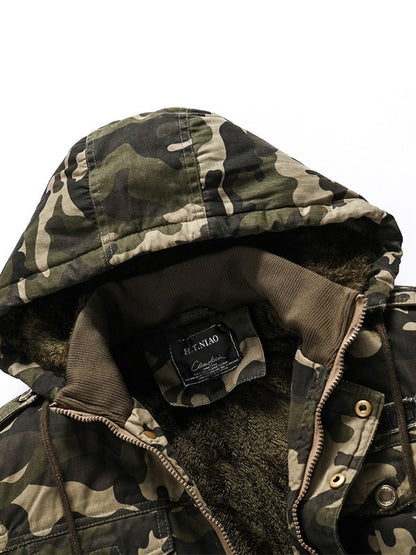 Veste à capuche épaisse et chaude en jersey de camouflage militaire de taille occidentale | K-7711 