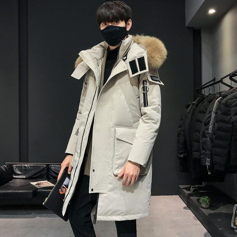 Men's down parka 2024 with fur hood