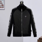 Men's Sports Casual Suits Zipper Stand Collar Printed Letters Trendy Tracksuits | 873