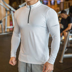 Quick Dry Men Breathable Running T-Shirt Long Sleeve Gym Shirt Fitness Sports Cycling Zipper Shirt | P37