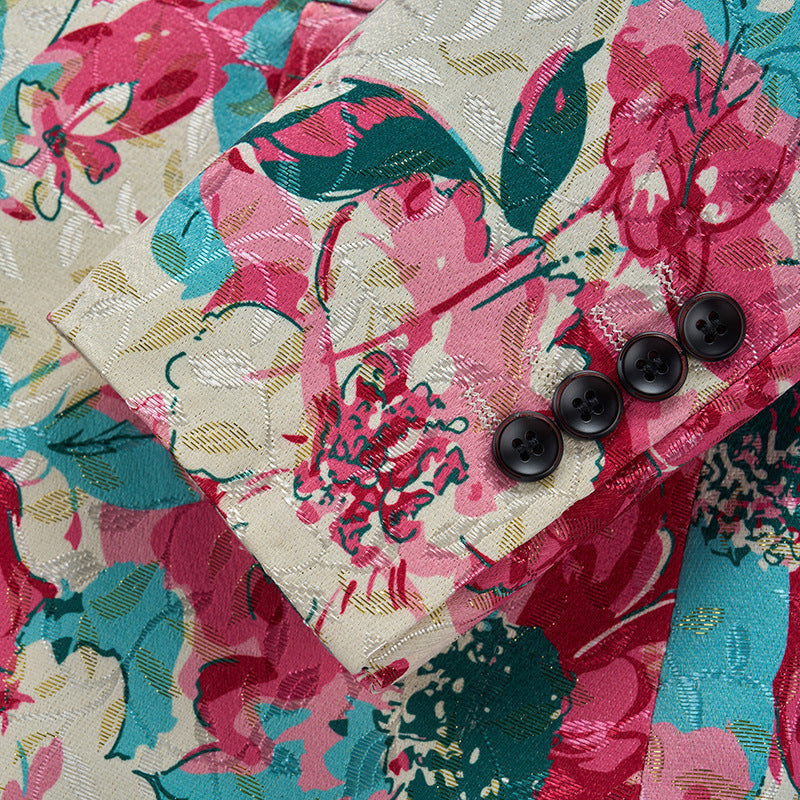 Men's Jacquard Print Slim Fit Blazer | Formal Banquet Dinner Jacket | Breathable & Wrinkle-Resistant | 2603