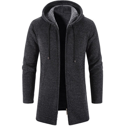 Men Hooded Zip Fleece Knit Sweaters Coat Warm Thick Windbreaker Jackets Coat | 6619