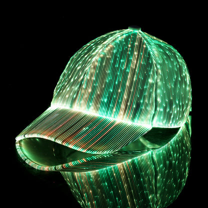 LED Fiber Optic Light-Up Hat 7 Color Glowing Hip Hop Baseball Cap with USB Charging for Events |