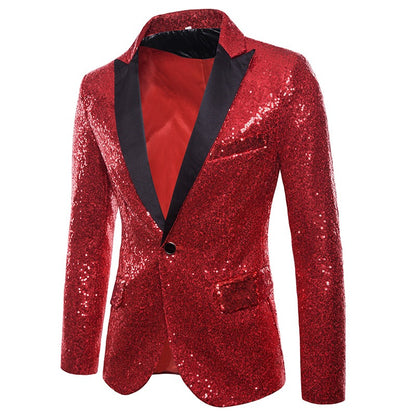 Men's Performance Blazer Sequins Suit Jacket Fit Wedding Coat | X36-X20