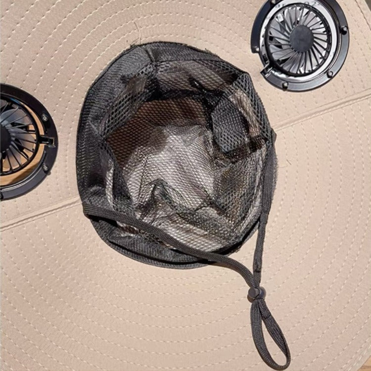 Unisex Cooling Fishing Fan Hat Summer Outdoor Adjustable Fan Bucket Hat w/ Face Cover - UV Protection | BZ- 3889