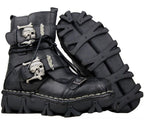 Men's Genuine Leather Harley Boots | Skull Design Motorcycle Ankle Boots | Waterproof & Anti-Slip Work Boots | 1809