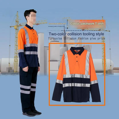 HiVis Construction Polo Reflective Safety Shirt High Visibility Workwear Tops For Men | SG2119X