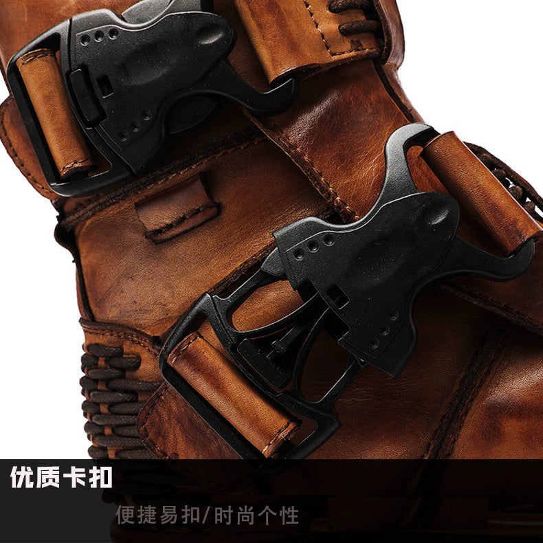 Men’s Genuine Leather Harley Motorcycle Boots | Anti-Slip Work Boots | 6618