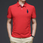 Trendy Embroidered Polo Shirt Short Sleeve Lapel Loose-Fit T-Shirt for Casual Style | K654