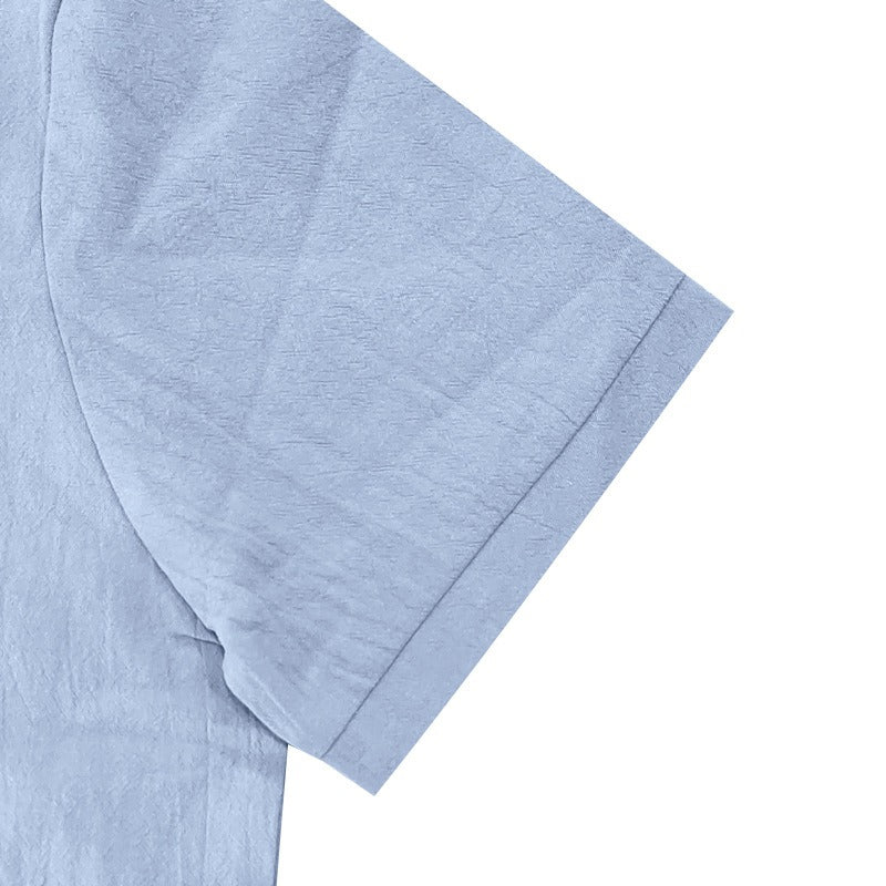 Men’s British Gentleman Style Loose-Fit Linen Polo Shirt Summer Short Sleeve | YHBKCS-20