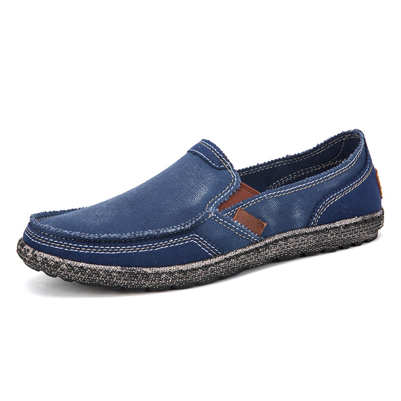 Men’s Washed Canvas Slip-On Shoes | Breathable, Anti-Slip, Classic Deck Style | 8806