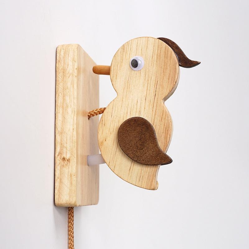 Wooden Handmade Woodpecker Doorbell Self-Adhesive Vintage Bird Door Knocker for Front & Room Doors |