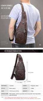 Men's Business Shoulder Bag Elegant Crocodile Pattern for Professional Style | 9076