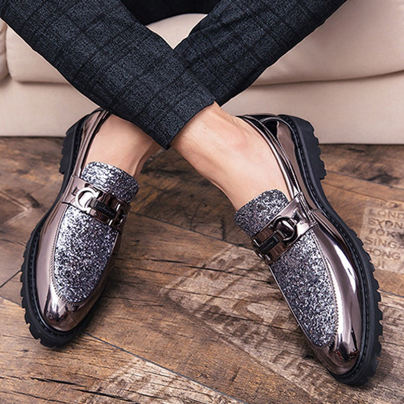 Men Casual Trend Bright Upper  Oxford Brogues Boots British Style Formal Leather Office Shoes
