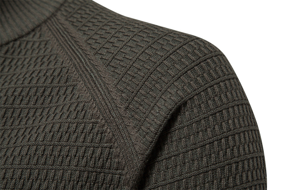 Men’s Winter Full-Zip Cardigan Sweater – High-Stretch Cotton Stand Collar Knit Top | Y324