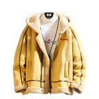 Men Retro Polar Fleece Workwear Cotton Coat Stand-Up Collar Hooded Loose Fit Casual Jacket | A048MY10