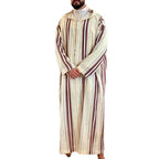 Men's Long Casual Shirt Plain Beige Muslim Robe for Elegant Comfort | 1236520