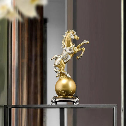 Golden Galloping Horse Resin Statue Handmade Ornament for Home & Office Décor | BY230822