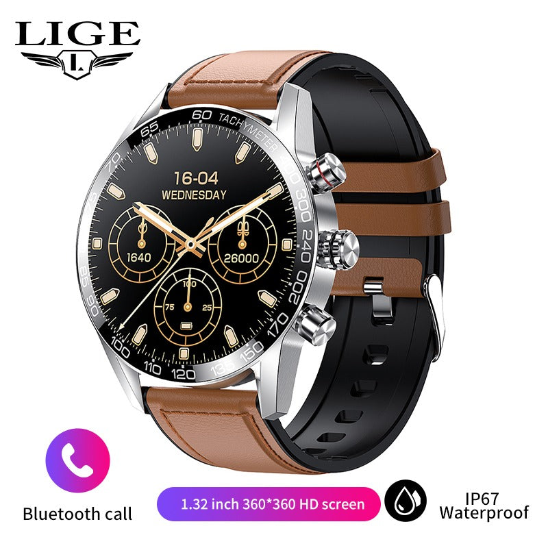 Mens smart watch deals leather strap